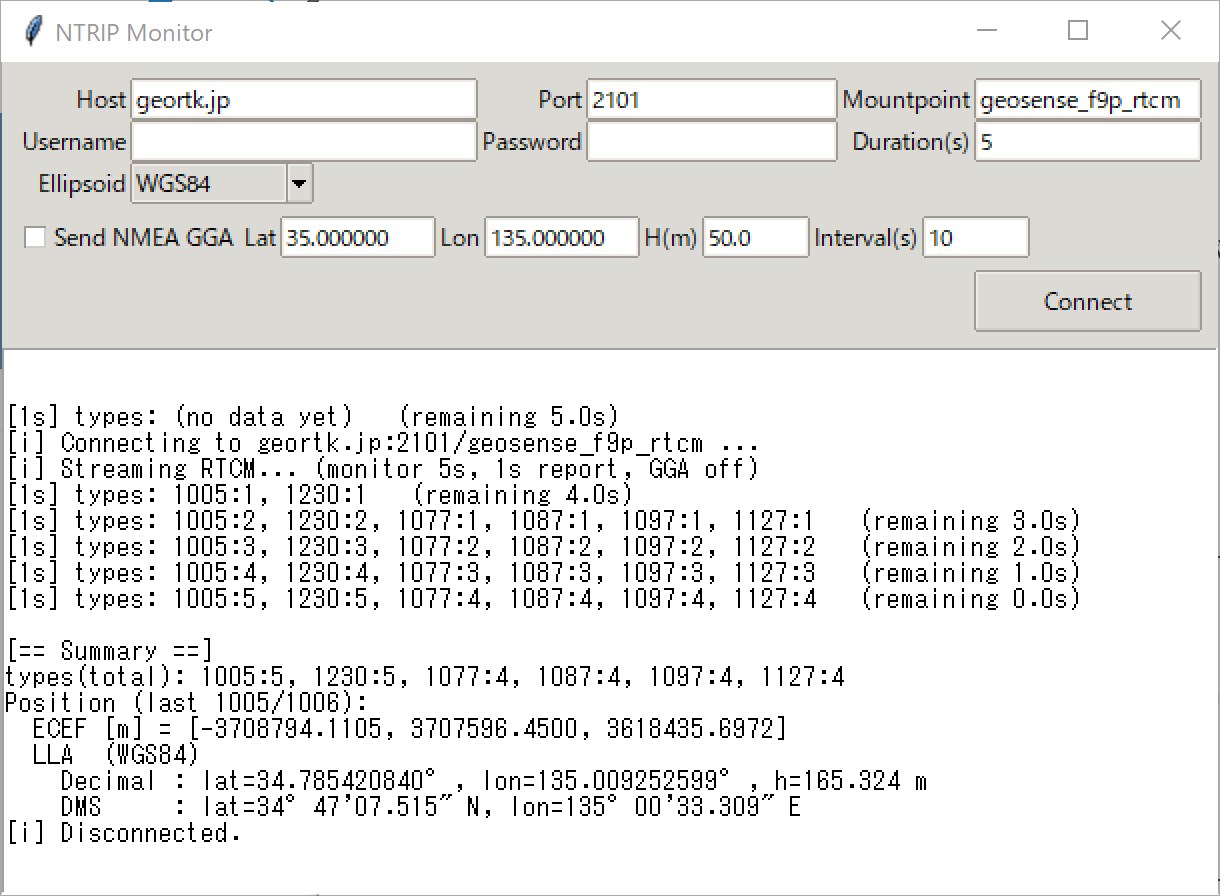 NTRIPモニター - 株式会社ジオセンス